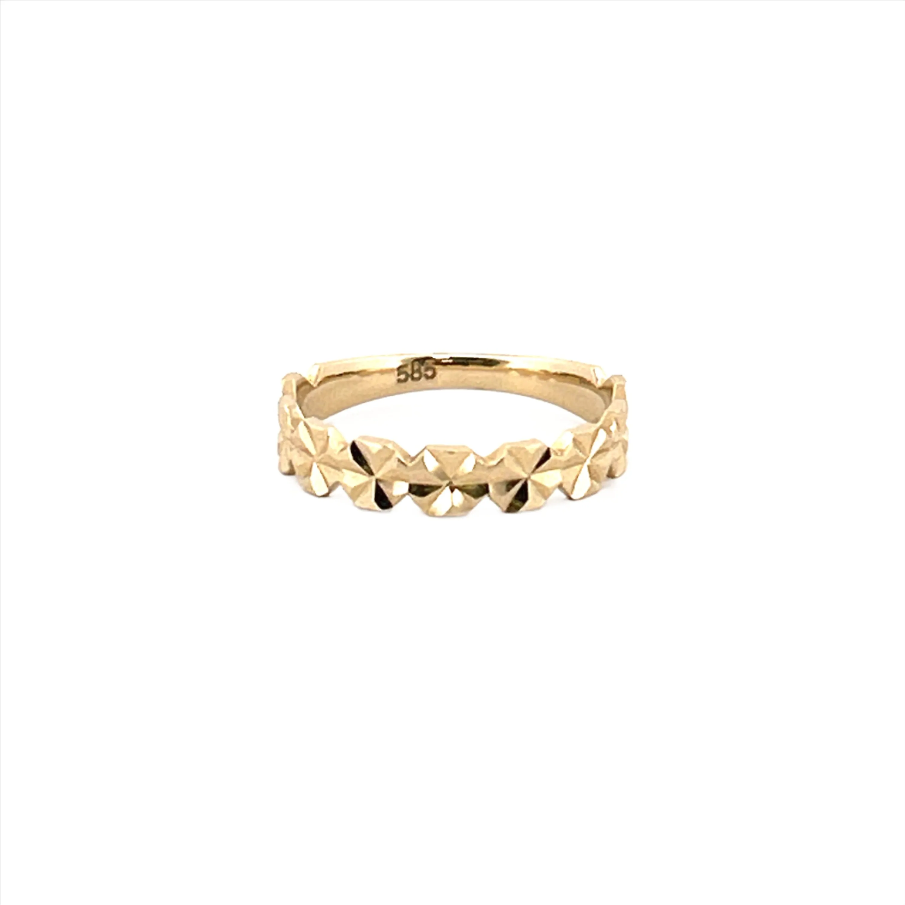 14K Gold Floral Diamond Cut Fashion Band