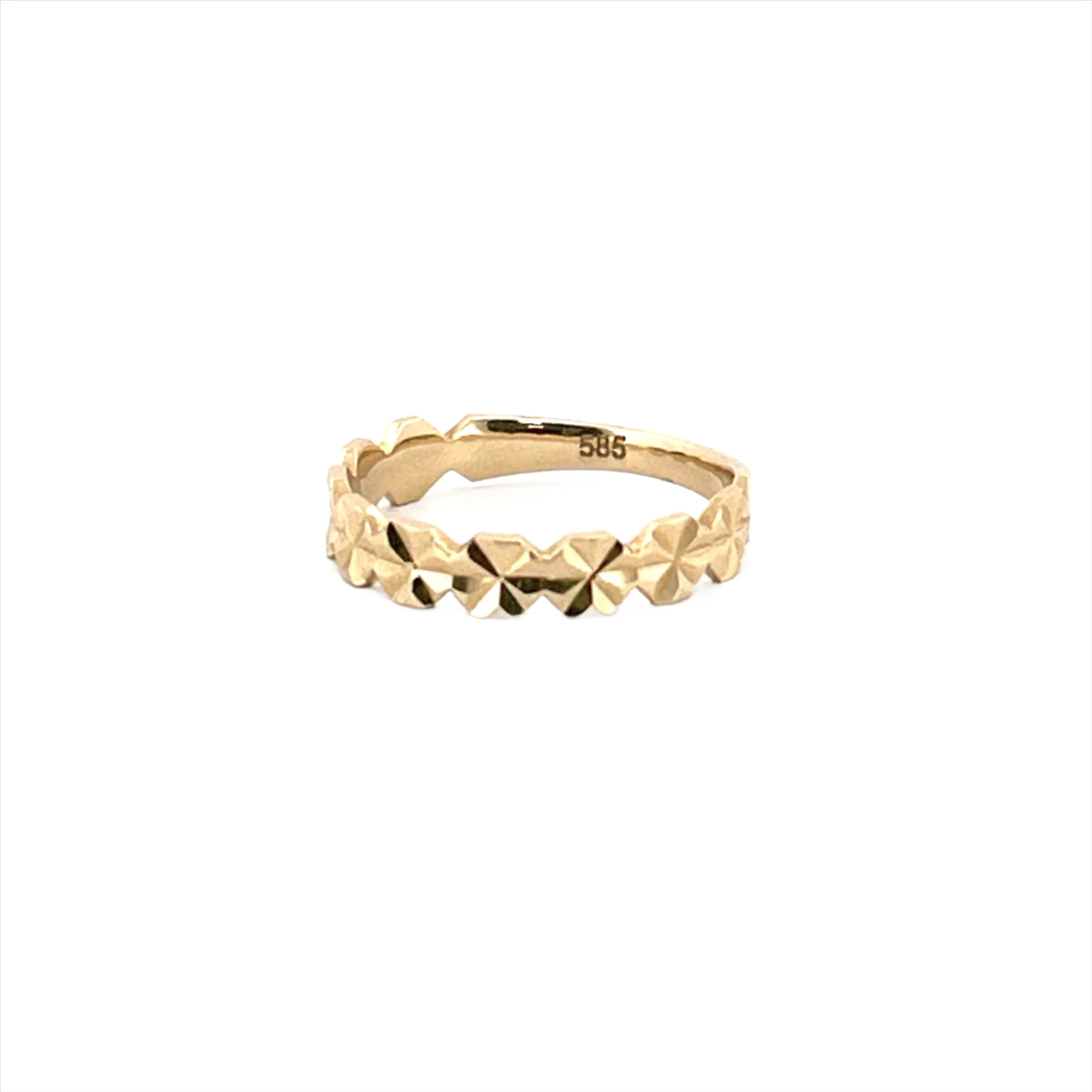 14K Gold Floral Diamond Cut Fashion Band