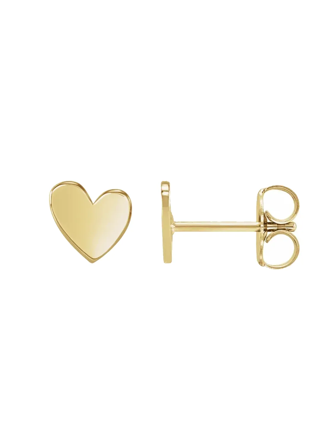 14K Yellow Gold Asymmetrical Heart Stud Earrings