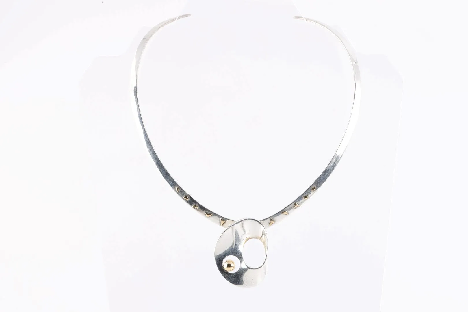 16.5" 925 Silver & 18k Yellow Gold Collar Necklace (36.50g.)