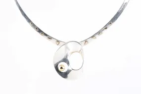 16.5" 925 Silver & 18k Yellow Gold Collar Necklace (36.50g.)