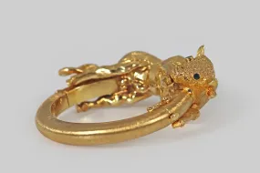 1970s Greek Hinged Bracelet with Lounging Bull