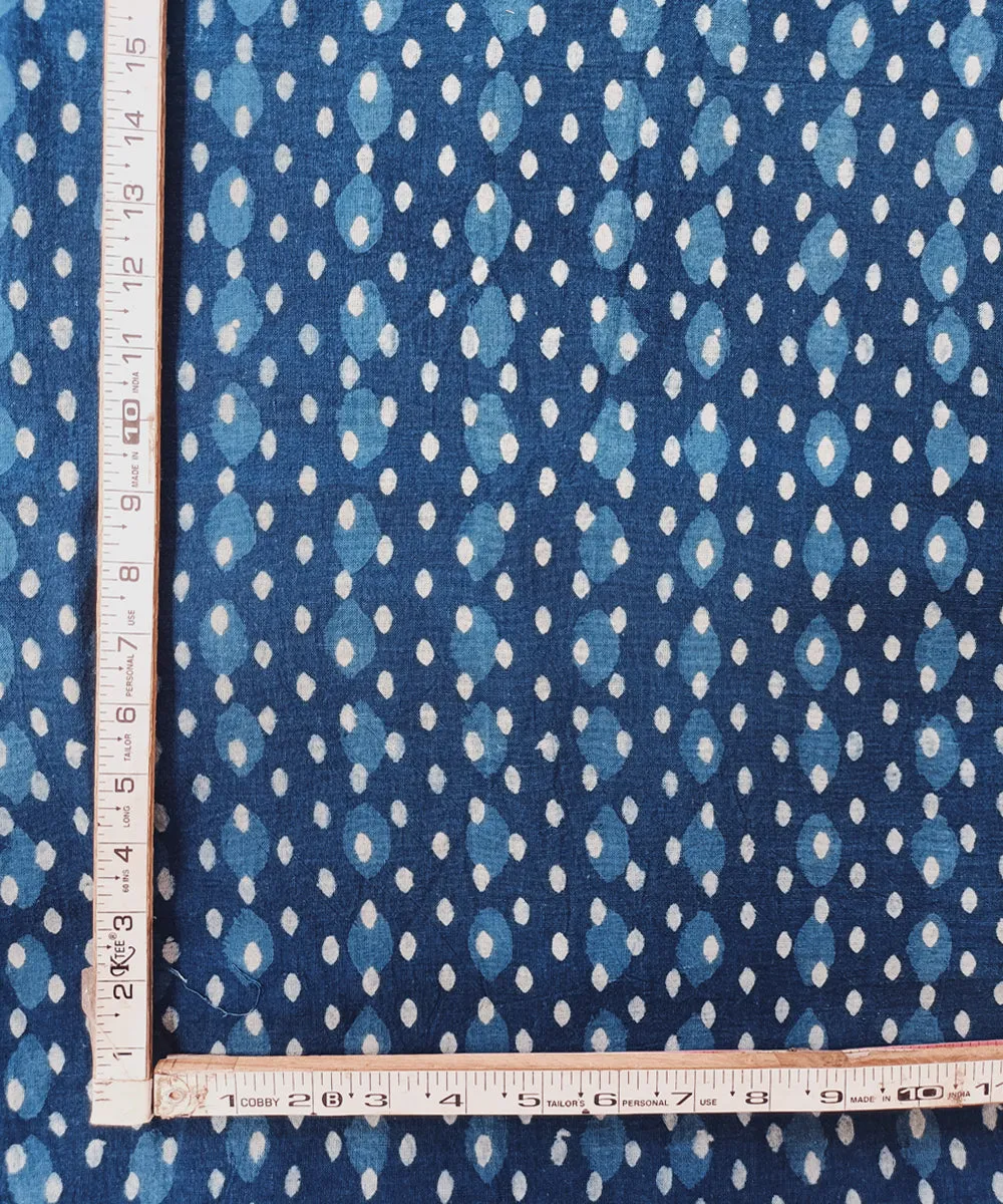 2.5 m Indigo hand spun hand woven cotton dabu print kurta material