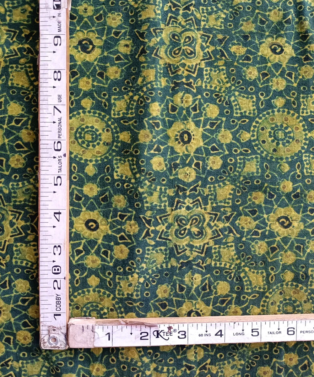 2.5 m Yellow green handspun handwoven cotton ajrakh kurta material