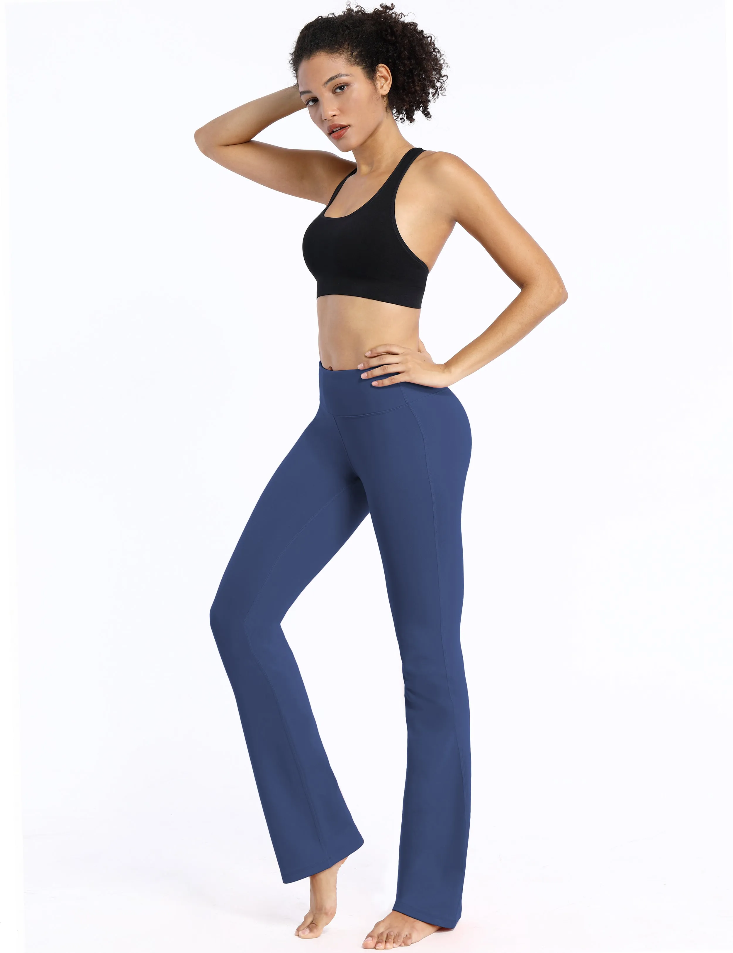 29 31 33 35 Cotton Nylon Bootcut Leggings purplishblue_yogastudio