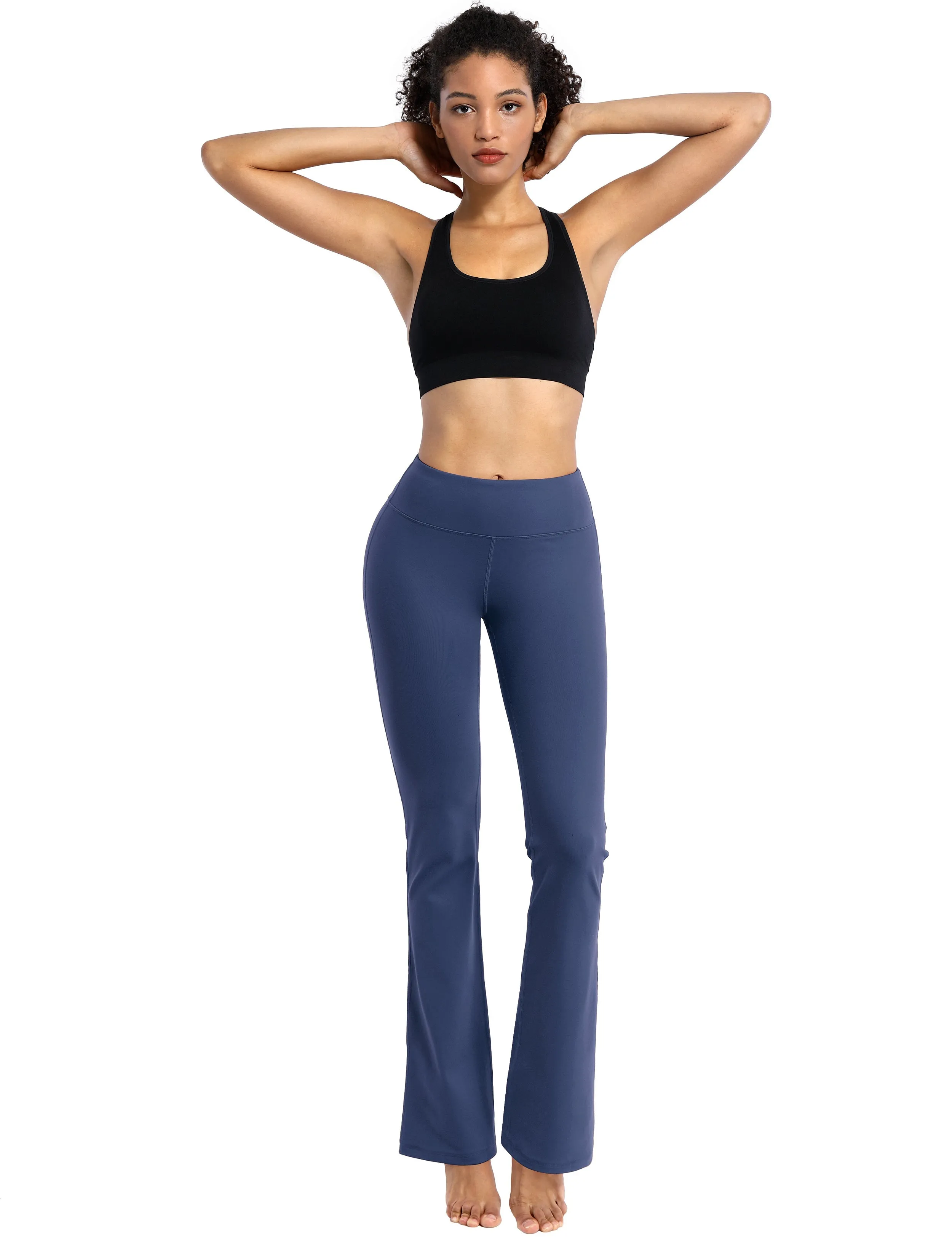 29 31 33 35 Cotton Nylon Bootcut Leggings purplishblue_yogastudio