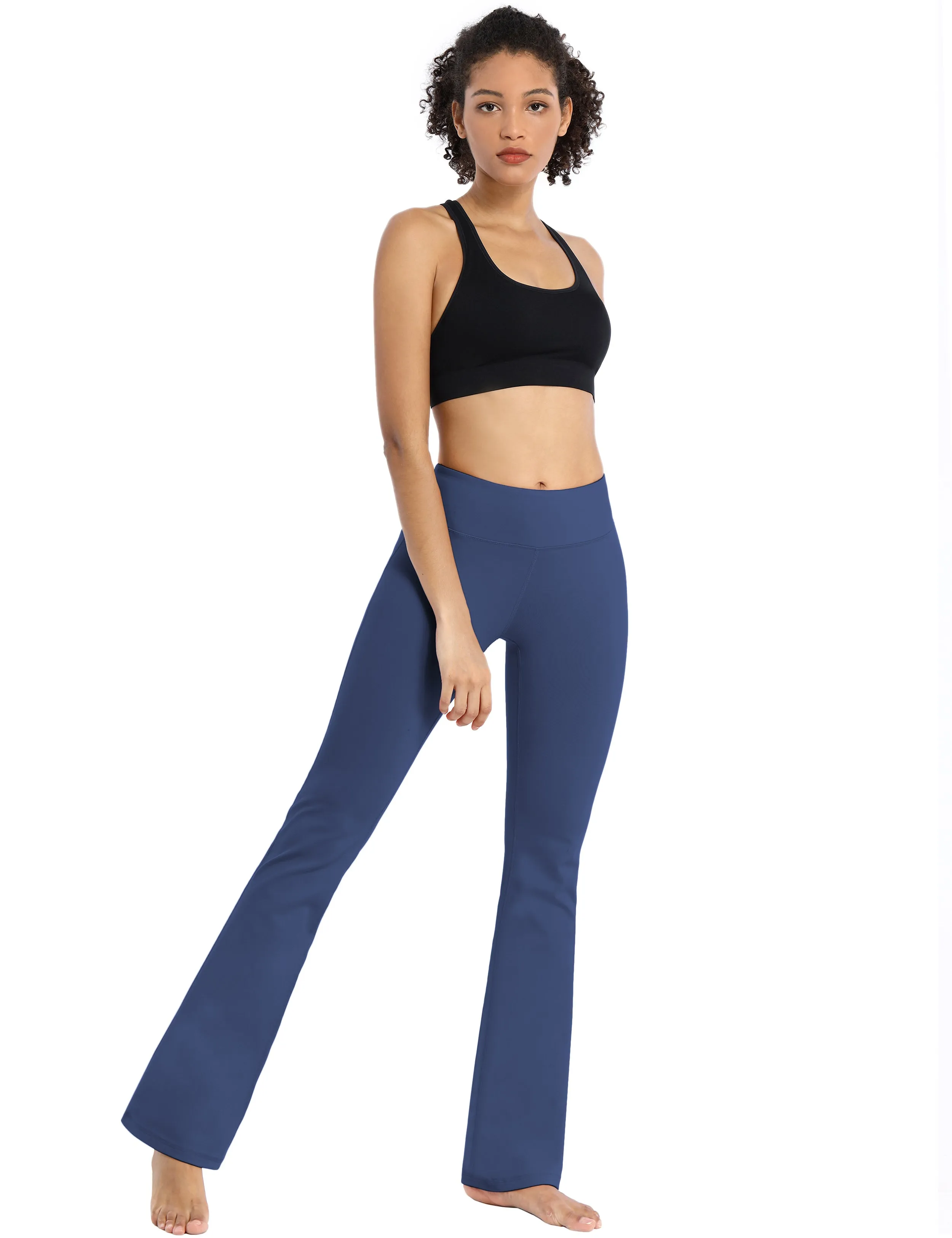 29 31 33 35 Cotton Nylon Bootcut Leggings purplishblue_yogastudio