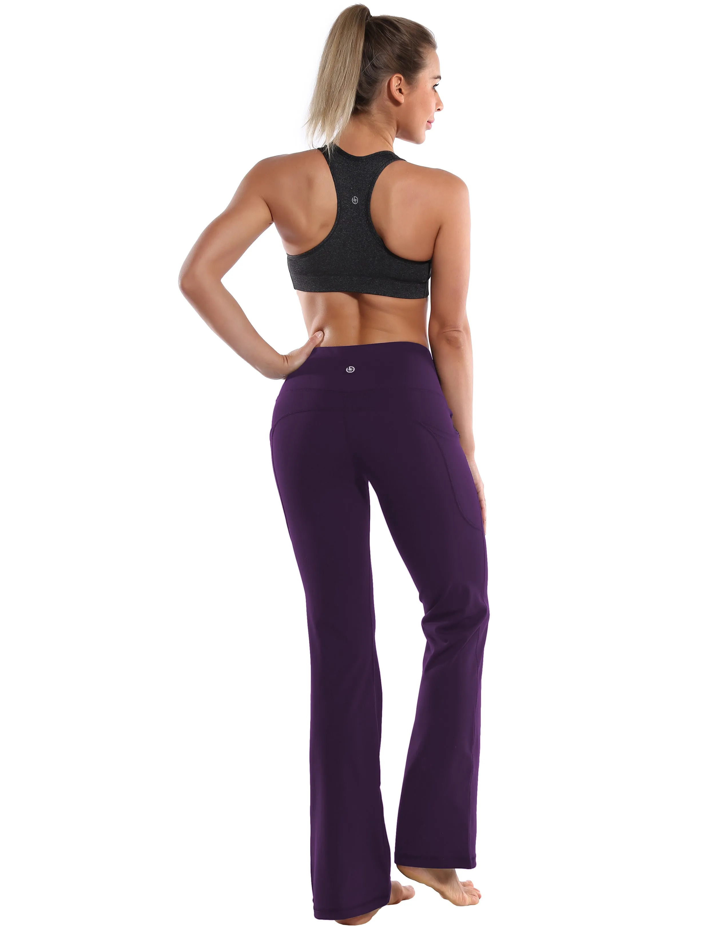 29" 31" 33" 35" 37"  Side Pockets Bootcut Leggings pansypurple