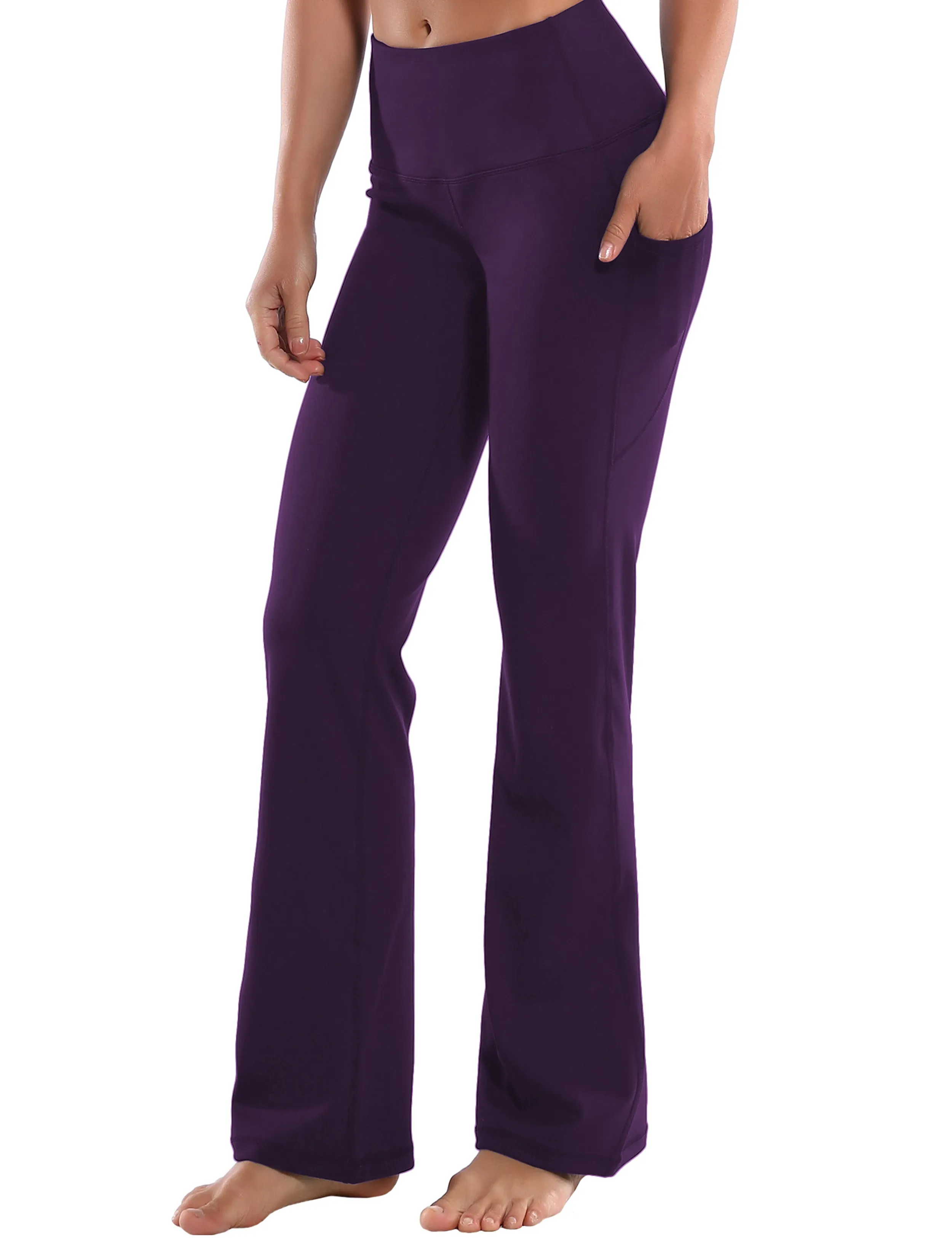 29" 31" 33" 35" 37"  Side Pockets Bootcut Leggings pansypurple