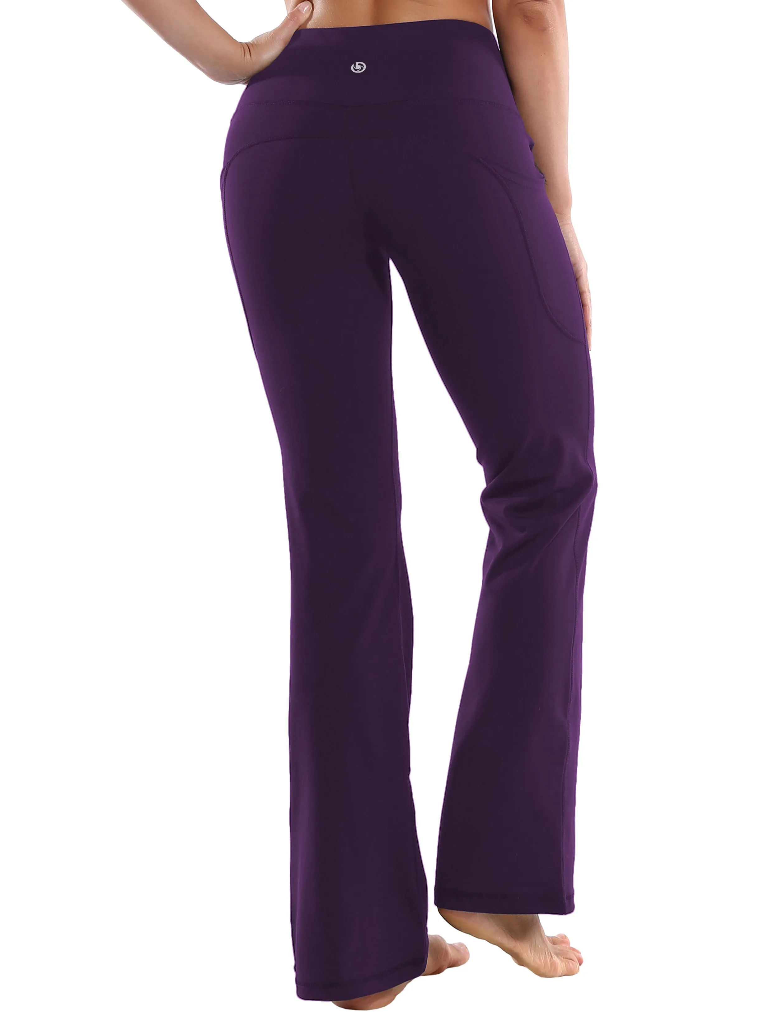 29" 31" 33" 35" 37"  Side Pockets Bootcut Leggings pansypurple