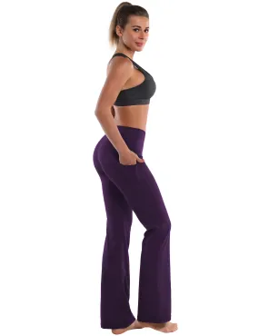 29" 31" 33" 35" 37"  Side Pockets Bootcut Leggings pansypurple