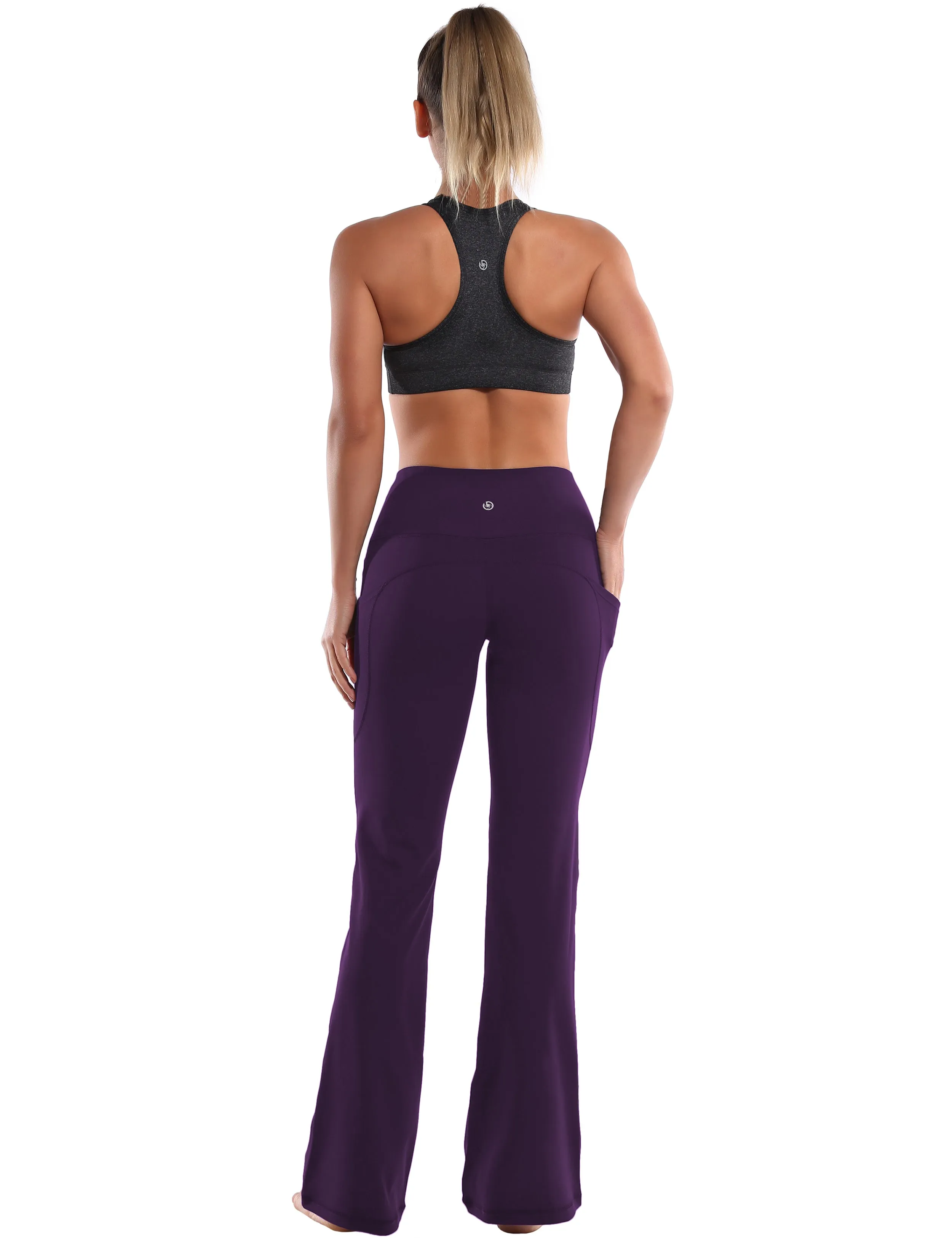 29" 31" 33" 35" 37"  Side Pockets Bootcut Leggings pansypurple