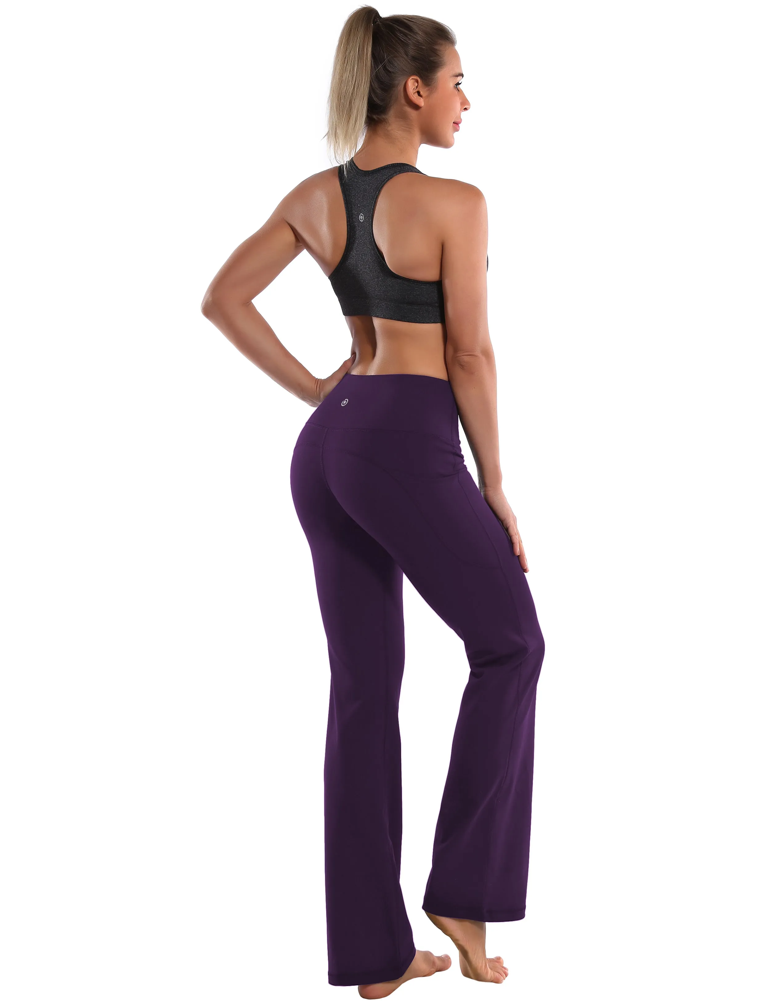 29" 31" 33" 35" 37"  Side Pockets Bootcut Leggings pansypurple