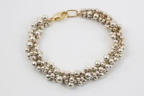 8" 925 Silver Caviar Chain Bracelet w/ Gold Clasp (50.36g.)