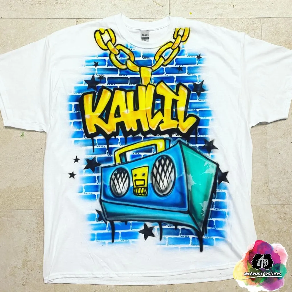 Airbrush 90's Boombox w/ Stars Shirt Design