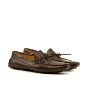 Ambrogio Bespoke Custom Men's Shoes Dark Brown Calf-Skin Leather Driver Moccasins Loafers (AMB1999)