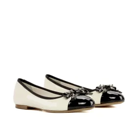 Ambrogio Bespoke Custom Women's Shoes Black & Marble White Patent Leather Padua Sandals (AMBW1130)