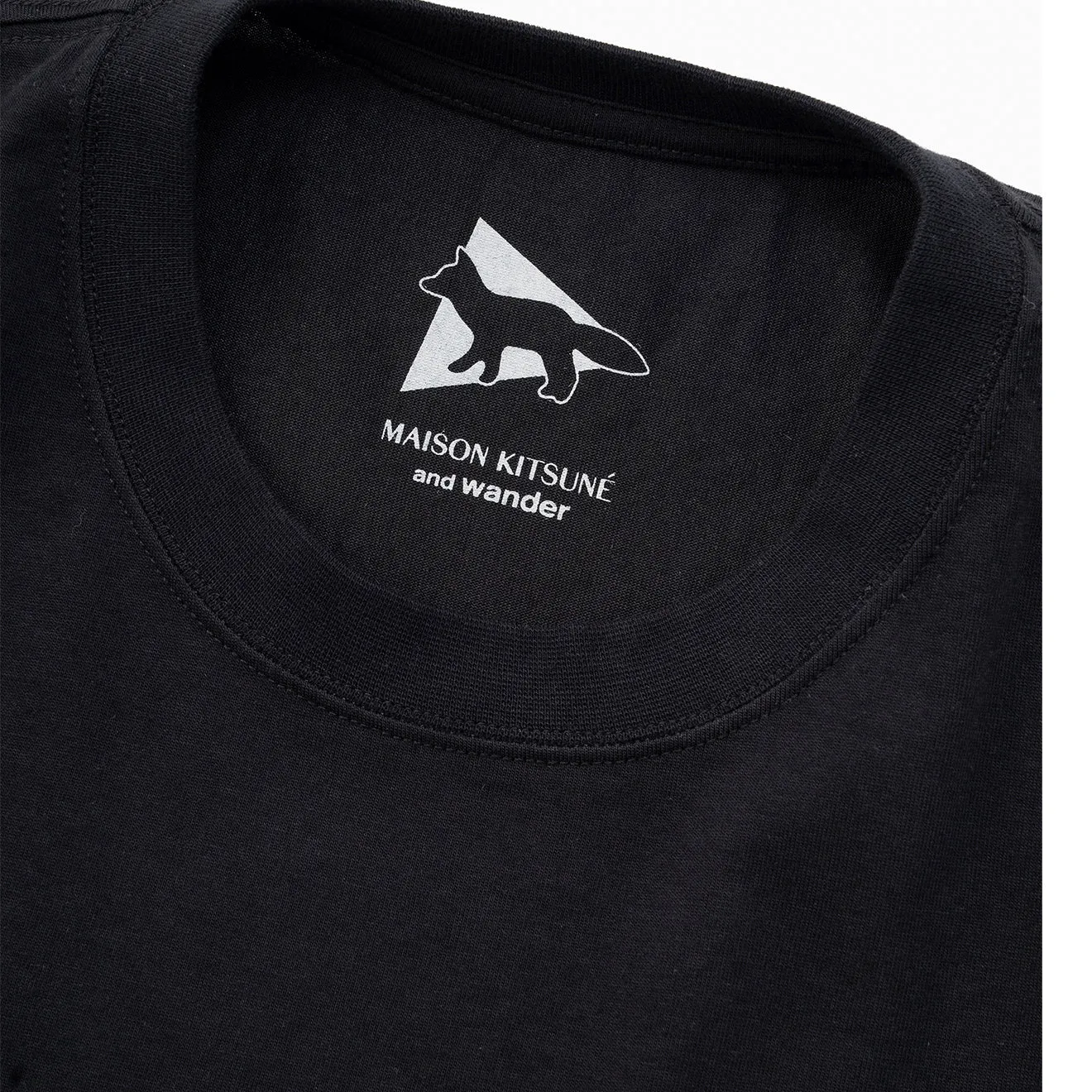 And Wander x Maison Kitsune Skiing Fox Dry Cotton S/S Tee Black