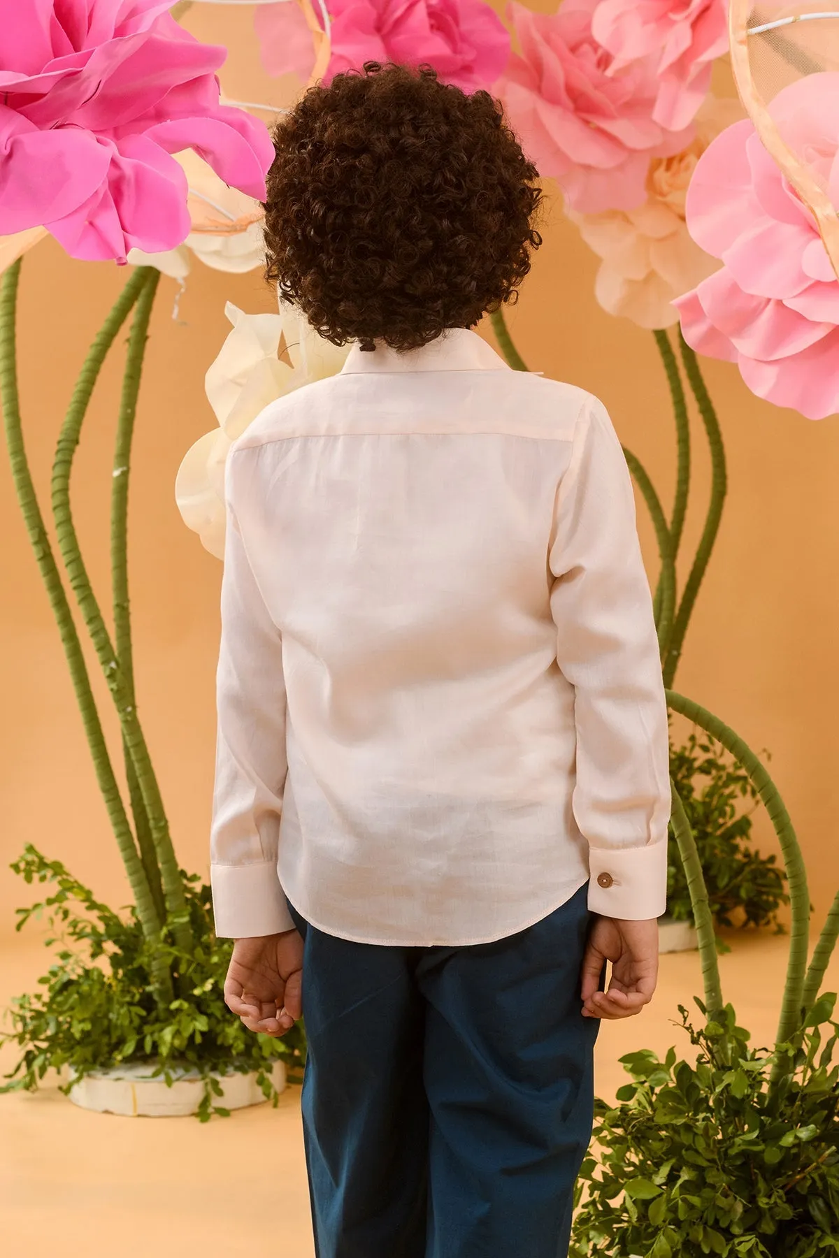 Arcadia Drift- Pin Tucked Cotton Satin Shirt For Boys