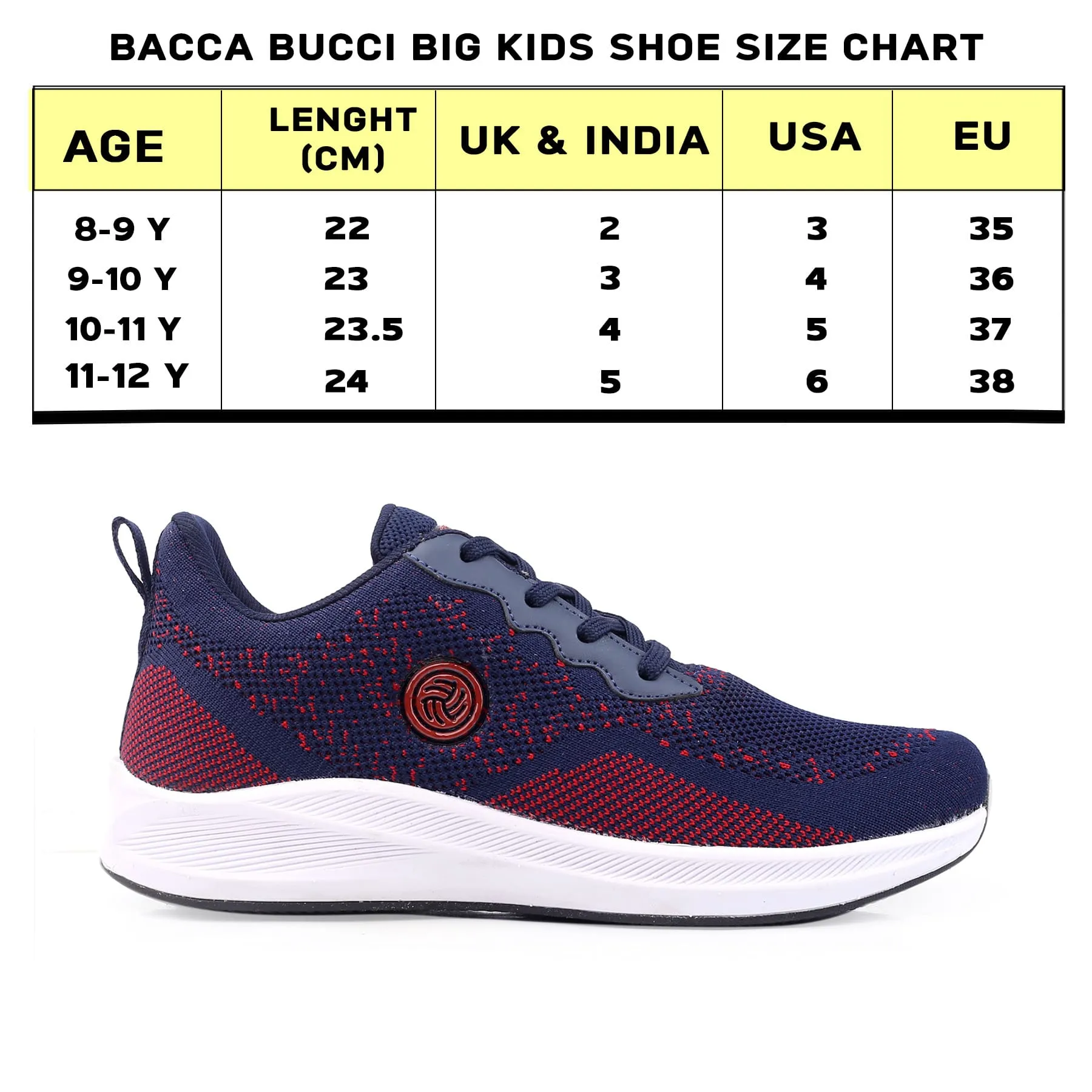 Bacca Bucci Boys or Girls Essential Knit Running Sports Shoe (Age: 8 year to 12 years)