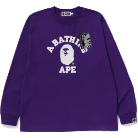 Bape Mad Face College LS Tee Relaxed Fit Purple