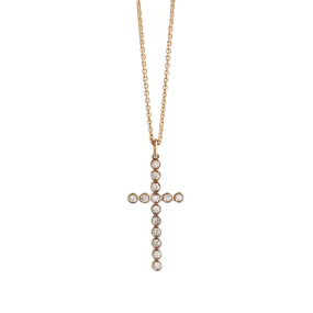 Bezel Set Diamond Cross Necklace