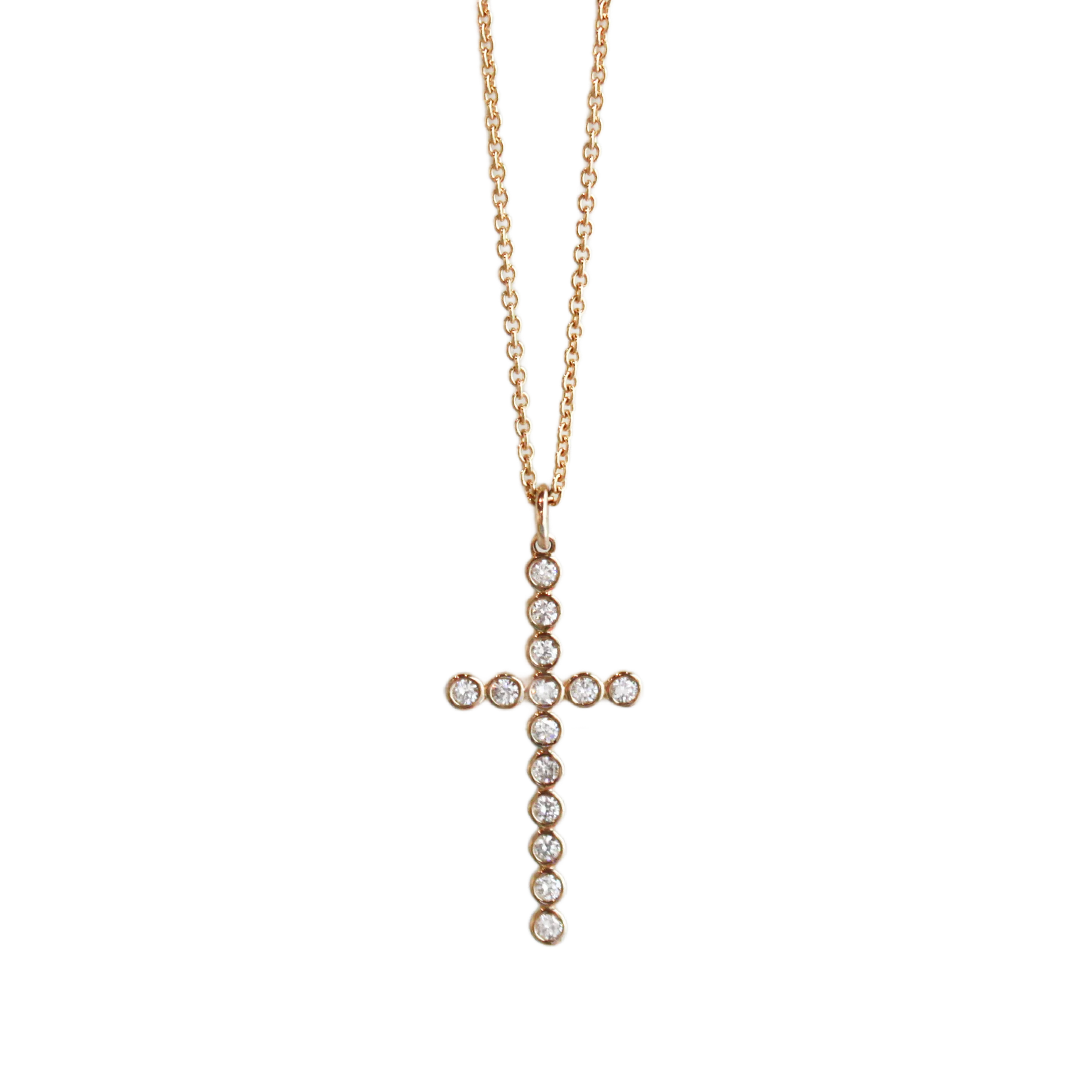 Bezel Set Diamond Cross Necklace