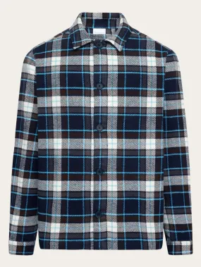 Big checked heavy flannel overshirt - blue check