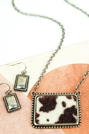 Black cowhide BAR NECKLACE SET