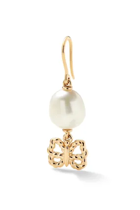 Butterfly Streamer Pearl Drop Earring - In Stock