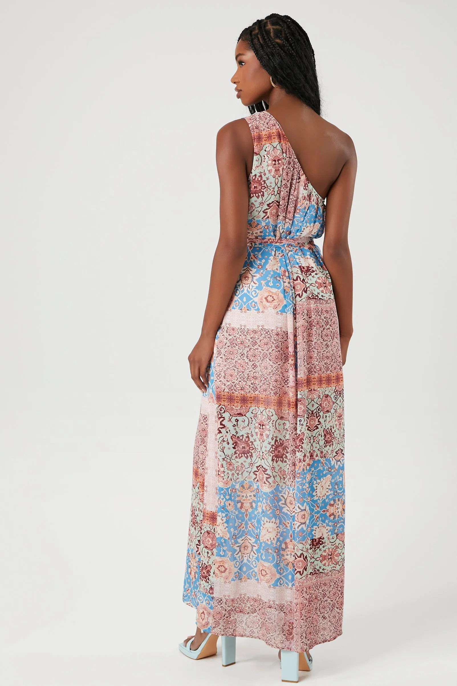 Chiffon Ornate One-Shoulder Maxi Dress