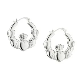 Claddagh Silver Creole Hoop Earrings