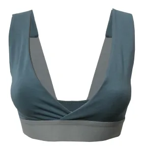 {Clearance Stock} Petrol blue organic cotton cross over bra