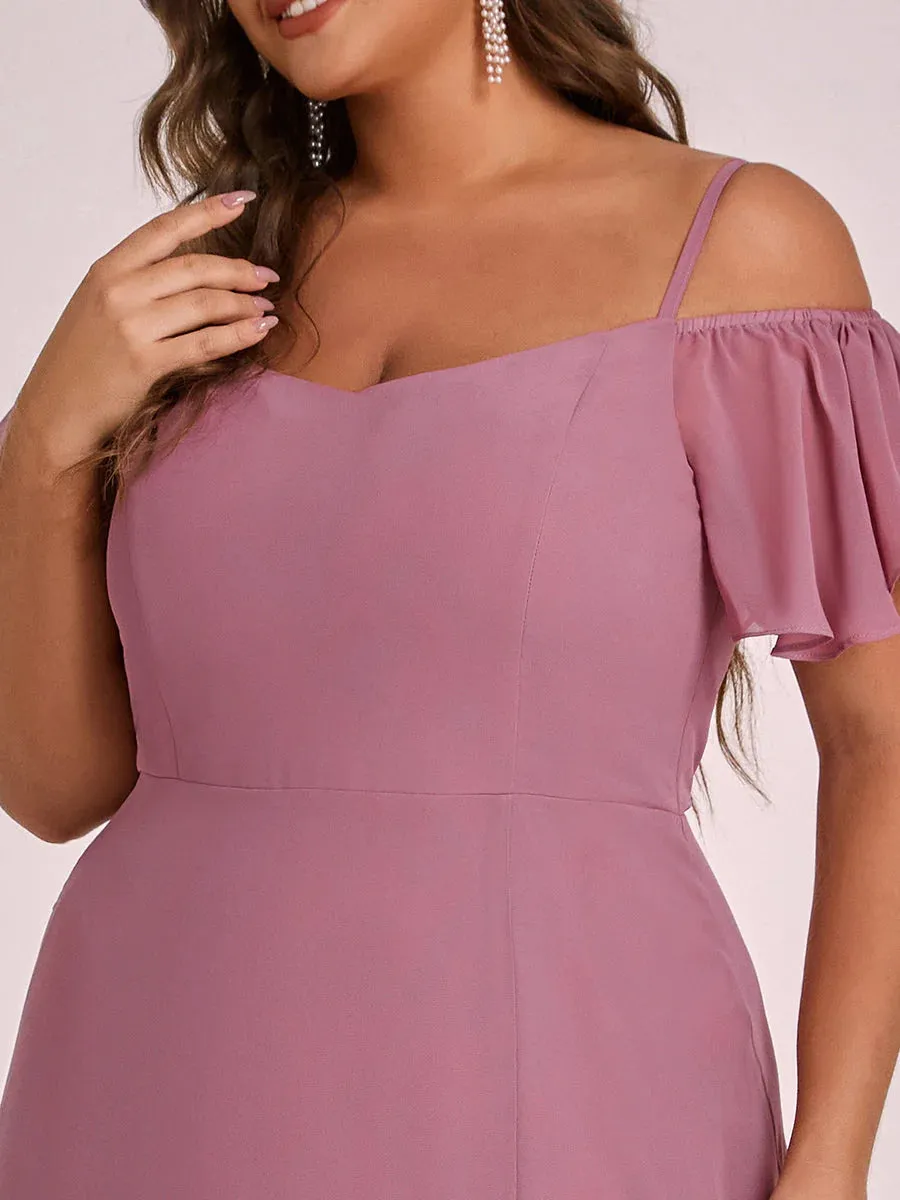 Cold Shoulder Flowy Thigh Slit Plus Size Evening Dress