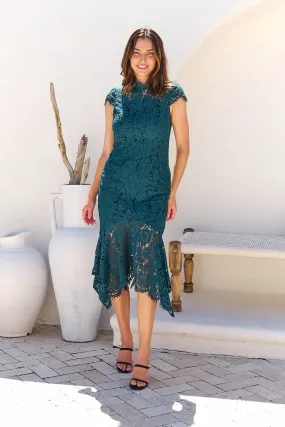 Constance Emerald Lace Evening Dress