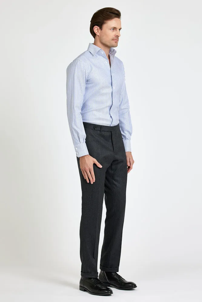 Cooper Super Lux Shirt - Navy and White Thick Stripe Twill Cotton