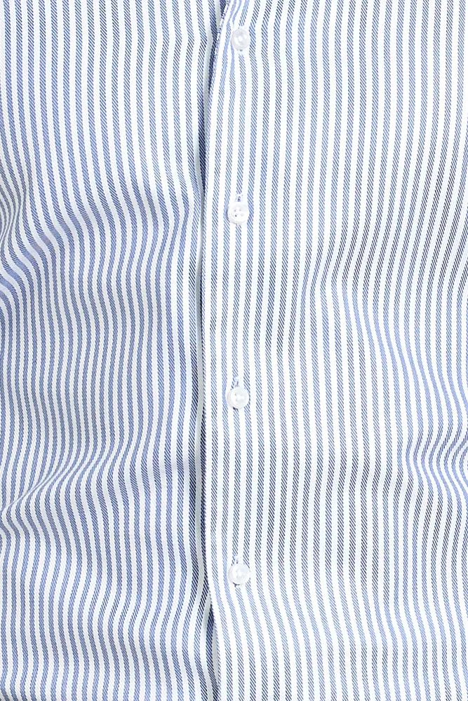 Cooper Super Lux Shirt - Navy and White Thick Stripe Twill Cotton