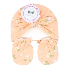 Cribmates 2 Pk Turban Cap And Mittens Set - Floral