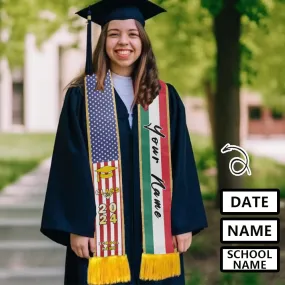 Custom Name Flag Tassel Graduation Stoles Sash Class of 2024 Graduation Gift