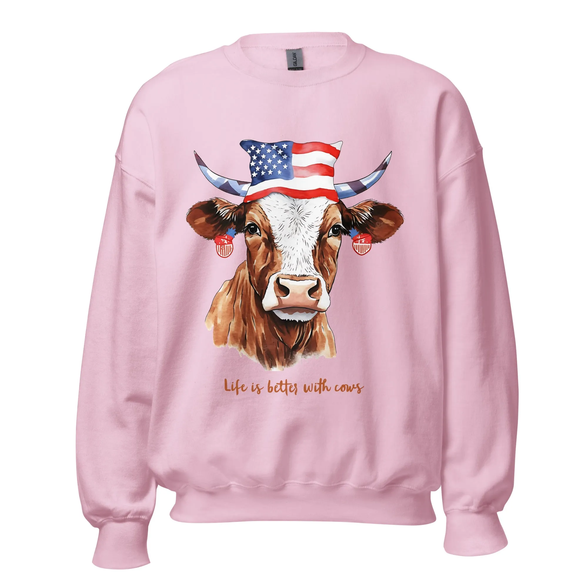 Custom Sweater With Patriotic Cow For Cow Lovers And Farmers