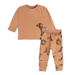 Deux Par Deux Organic Cotton Top & Pant Set _Orange E20C10-164