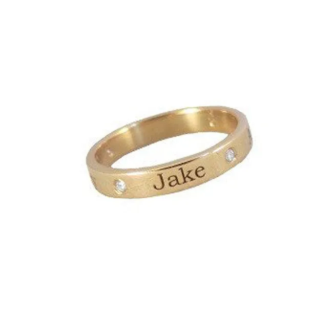 Engraved 14K Gold Diamond Band Ring