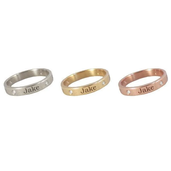 Engraved 14K Gold Diamond Band Ring