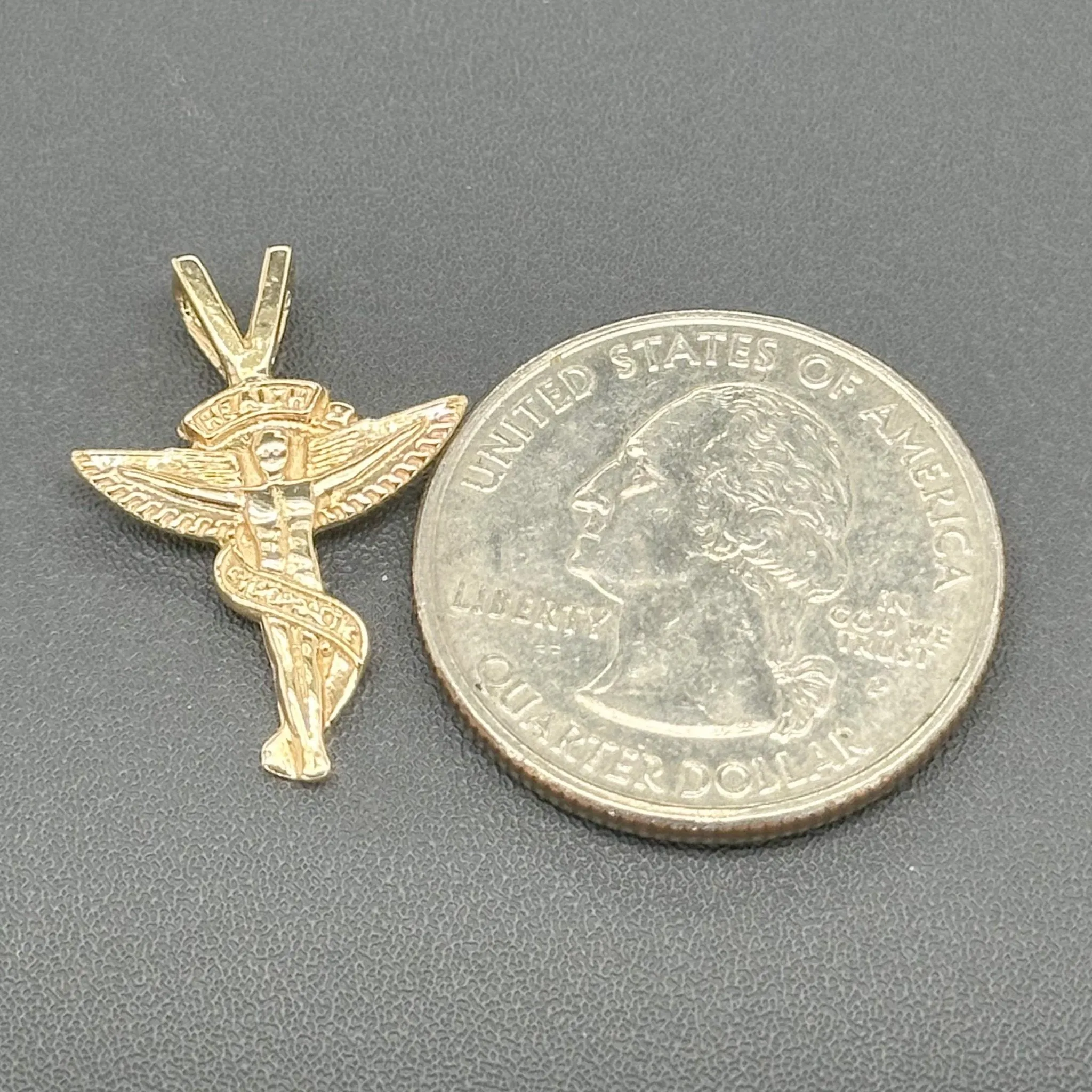 Estate 14K Y Gold Chiropractic Angel Pendant