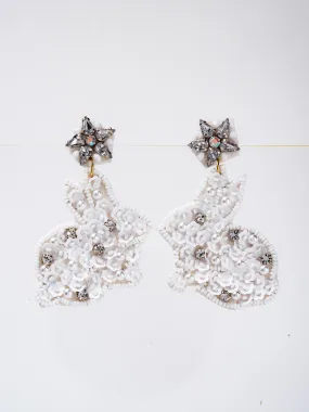 Evelyn Easter Floral Rabbit Beaded Sequin Earrings