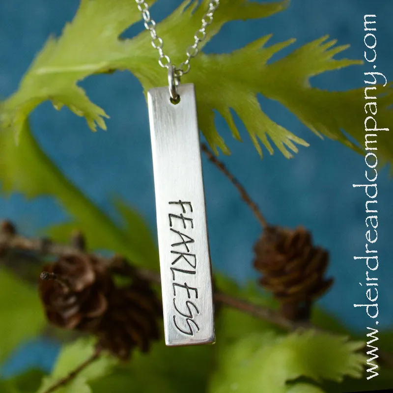 Fearless & Trust Blessing Bar Necklace in Silver