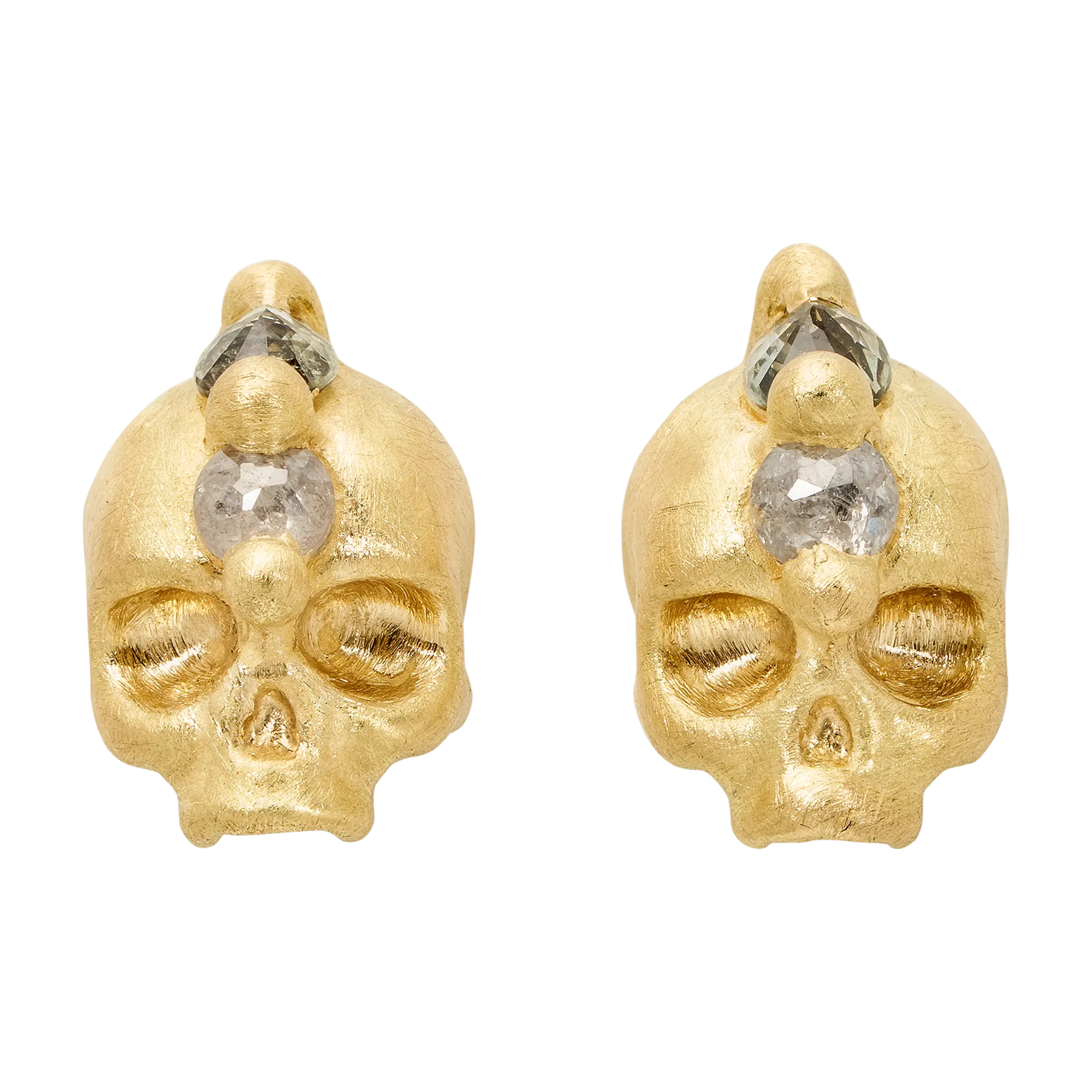 Green Island of Idols Skull Stud Earrings - Made to Order