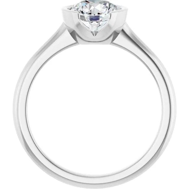 Hannah Half Bezel Set Solitaire Low Profile Engagement Ring - Setting only