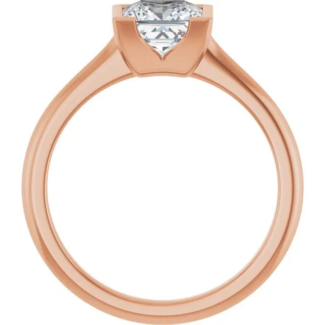 Hannah Half Bezel Set Solitaire Low Profile Engagement Ring - Setting only