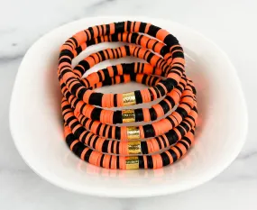 Heishi Small 6mm Color Pop Bracelet Black And Orange Multi